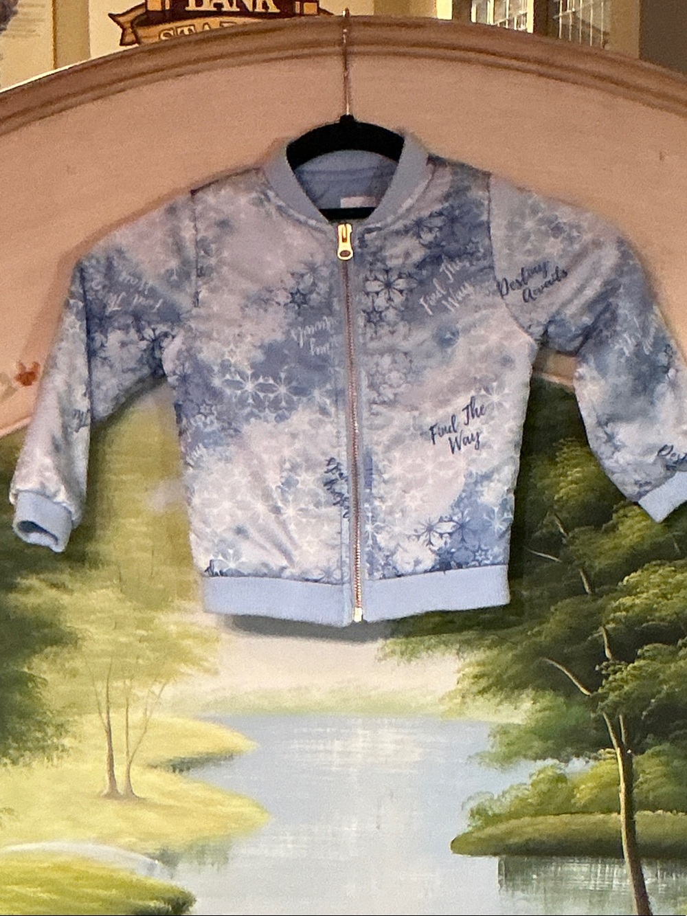 Disney Light Blue Frozen Snowflake Jean-Style Jacket for Kids